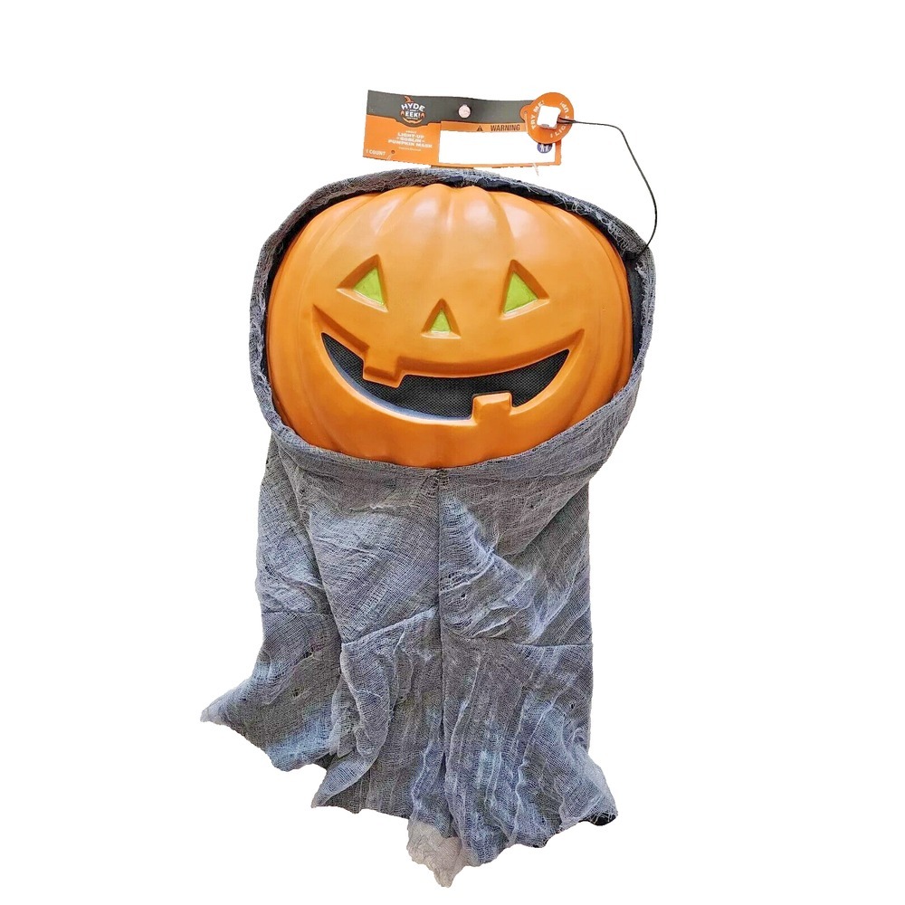 New Hyde and EEK Adult Light Up Goblin Pumpkin Halloween Mask Jack o lantern